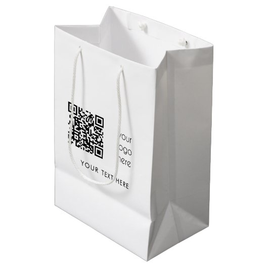 Professional Business Logo QR Code & Text  ミディアムペーパーバッグ (正面アングル)
