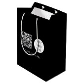 Professional Business Logo QR Code & Text Black ミディアムペーパーバッグ (裏面アングル)