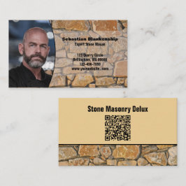 Professional Business Photo Stone Wall & QR Code 名刺