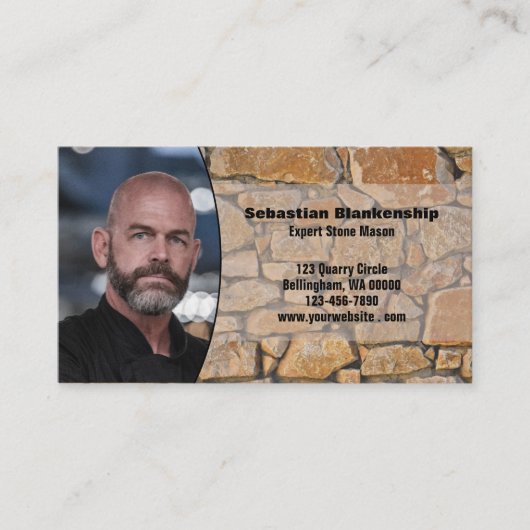 Professional Business Photo Stone Wall & QR Code 名刺 (正面)