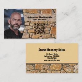 Professional Business Photo Stone Wall & QR Code 名刺