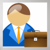 Professional Businessman Icon with Briefcase ポスター (正面)
