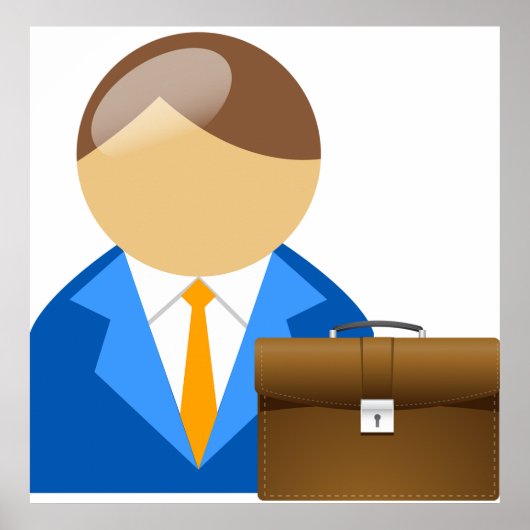 Professional Businessman Icon with Briefcase ポスター (正面)