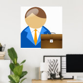 Professional Businessman Icon with Briefcase ポスター (ホームオフィス)