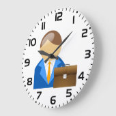 Professional Businessman Icon with Briefcase ラージ壁時計 (傾斜)