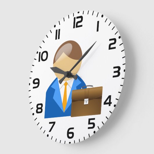 Professional Businessman Icon with Briefcase ラージ壁時計 (傾斜)