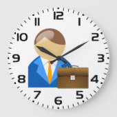 Professional Businessman Icon with Briefcase ラージ壁時計 (正面)