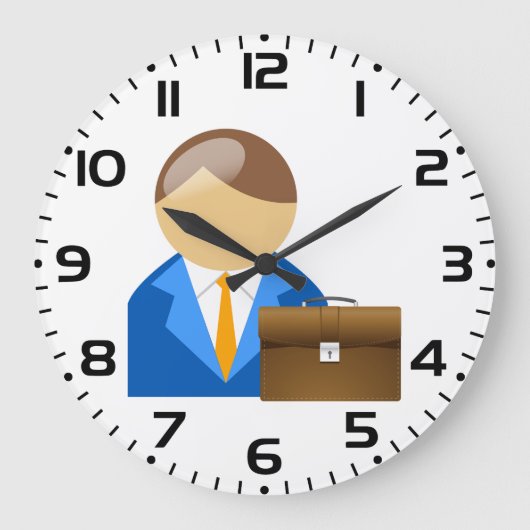 Professional Businessman Icon with Briefcase ラージ壁時計 (正面)