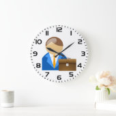 Professional Businessman Icon with Briefcase ラージ壁時計 (ホーム)