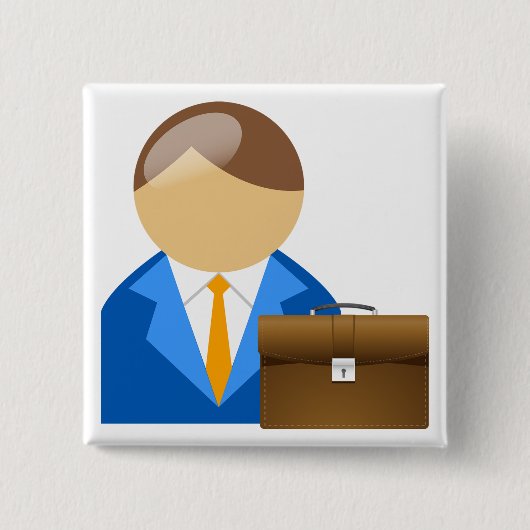 Professional Businessman Icon with Briefcase 缶バッジ (正面)