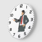 Professional Businessman in Suit with Pointer ラージ壁時計 (傾斜)