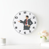 Professional Businessman in Suit with Pointer ラージ壁時計 (ホーム)