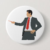 Professional Businessman in Suit with Pointer 缶バッジ (正面)