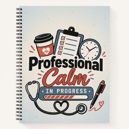Professional Calm in Progress | 面白い看護師ギフト ノートブック (正面)
