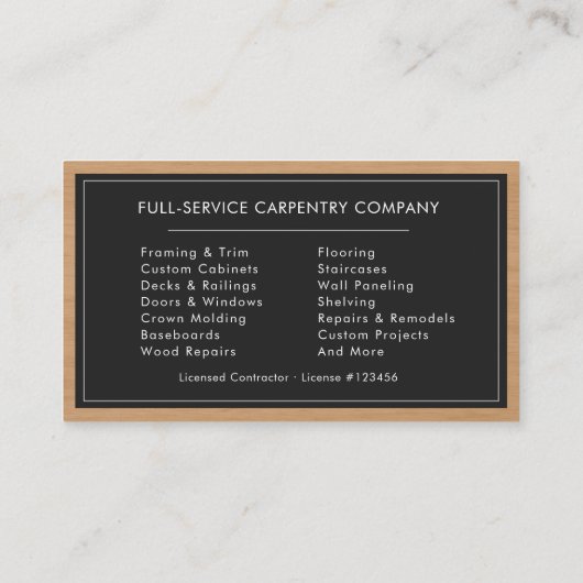 Professional Carpenter 名刺 (裏面)