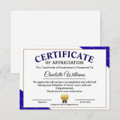 Professional Certificate of Appreciation Award エンクロージャーカード (正面/裏面)