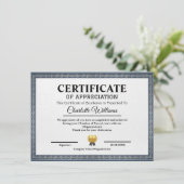 Professional Certificate of Appreciation Template エンクロージャーカード (スタンド正面)