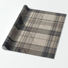 Professional Charcoal Grey and Tan Plaid Wrapping  ラッピングペーパー