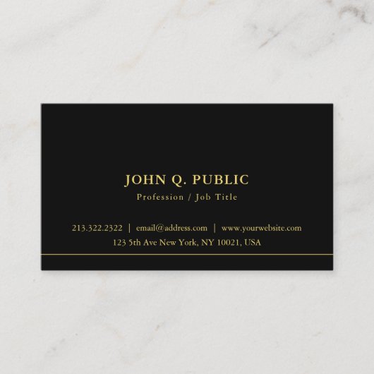 Professional Chic Simple Template Black And Gold 名刺 (正面)
