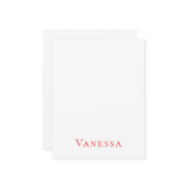 Professional classical font own name custom red ノートカード (正面/裏面インサイチュ)