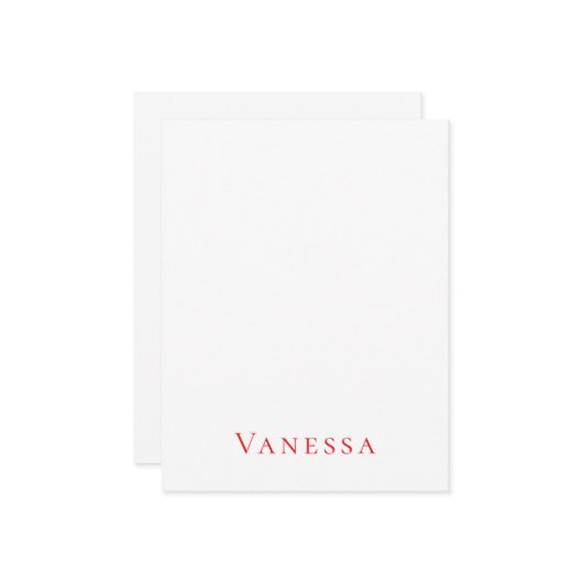 Professional classical font own name custom red ノートカード (正面/裏面インサイチュ)