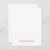 Professional classical font own name custom red ノートカード (正面/裏面)