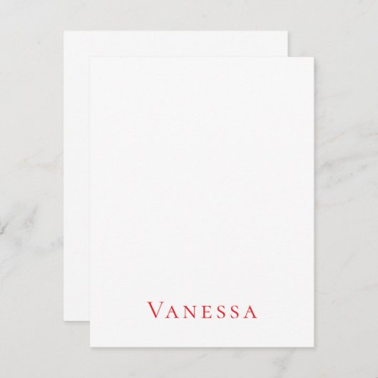 Professional classical font own name custom red ノートカード (正面/裏面)