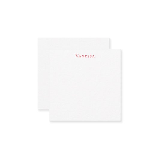 Professional classical font own name custom red ノートカード (正面/裏面インサイチュ)