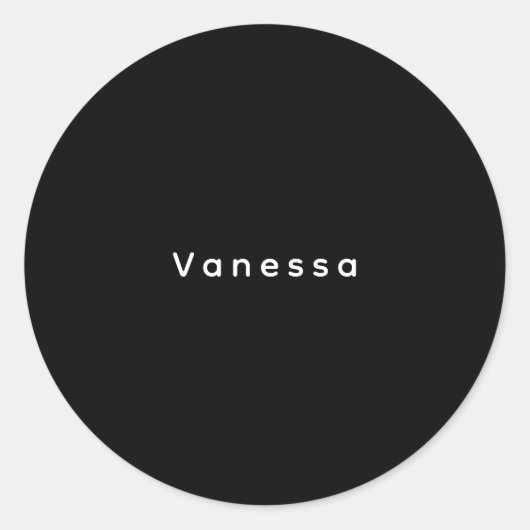 Professional classical plain name custom black ラウンドシール (正面)