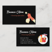 Professional Cleaning Service Black Business Card 名刺 (正面/裏面)
