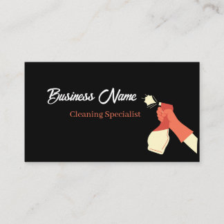 Professional Cleaning Service Black Business Card 名刺
