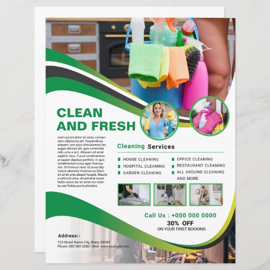 Professional Cleaning Service Flyer Template (正面/裏面)