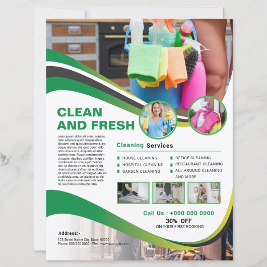 Professional Cleaning Service Flyer Template (正面)