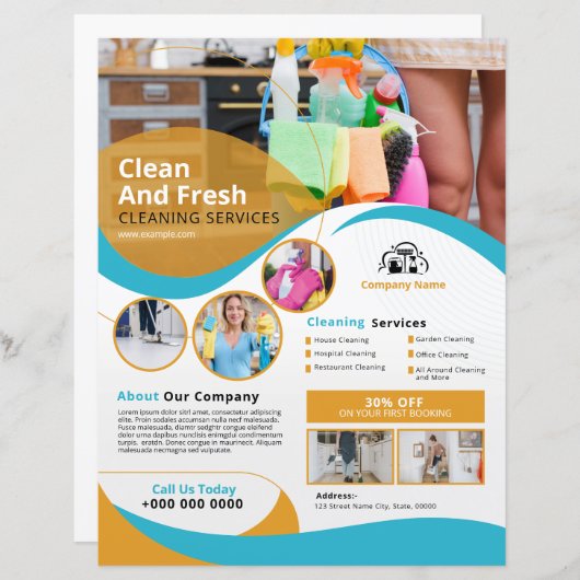 Professional Cleaning Service Flyer Template (正面/裏面)