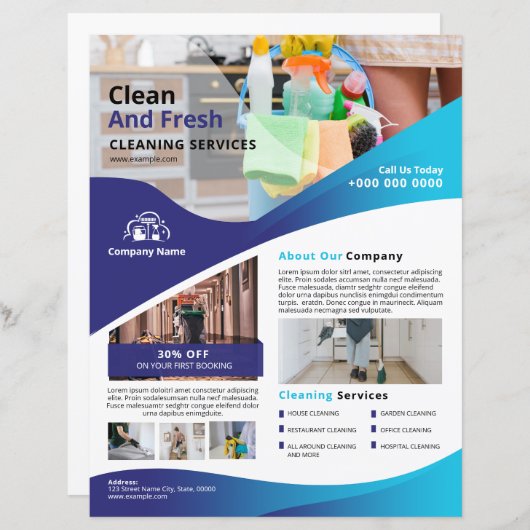 Professional Cleaning Service Flyer Template (正面/裏面)