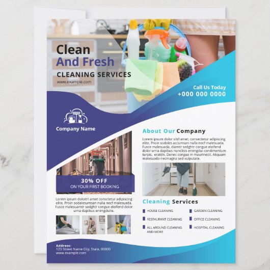 Professional Cleaning Service Flyer Template (正面)