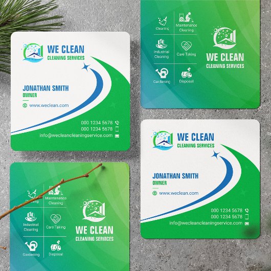 Professional Cleaning Service, Gardening, Disposal スクエア名刺
