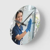 Professional Cleaning Service Window Decor ラウンド壁時計 (傾斜)