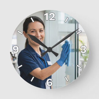 Professional Cleaning Service Window Decor ラウンド壁時計