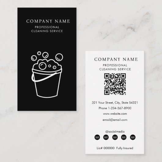 Professional Cleaning Services Logo Modern Black 名刺 (正面/裏面)