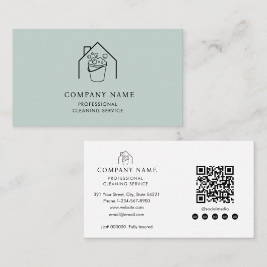 Professional Cleaning Services Logo Modern Teal 名刺 (正面/裏面)