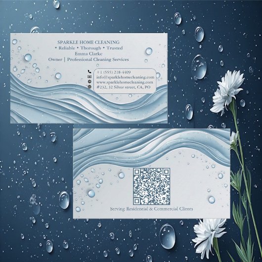 Professional Cleaning Services Soft Blue Accent  名刺