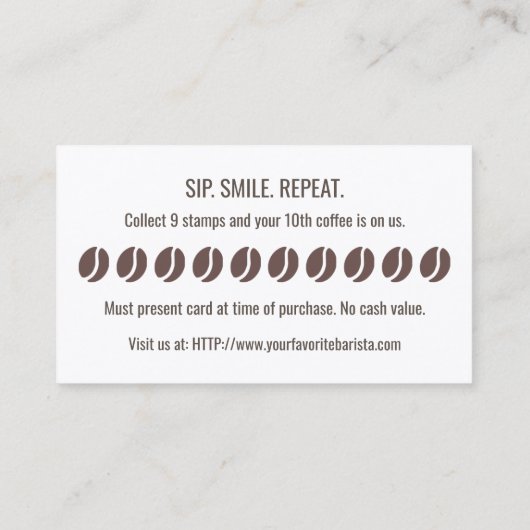 Professional Coffee Shop Loyalty Card Custom 名刺 (裏面)