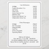 Professional Coffee Shop Personalized Drinks Menu メニュー (裏面)