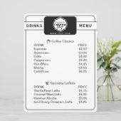 Professional Coffee Shop Personalized Drinks Menu メニュー (スタンド正面)