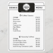 Professional Coffee Shop Personalized Drinks Menu メニュー (正面)