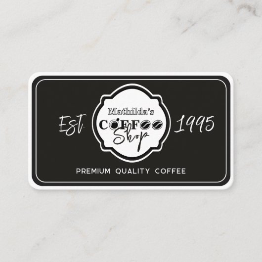 Professional Coffee Shop Personalized Logo Black  名刺 (正面)