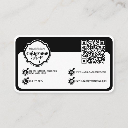 Professional Coffee Shop Personalized Logo Black  名刺 (裏面)