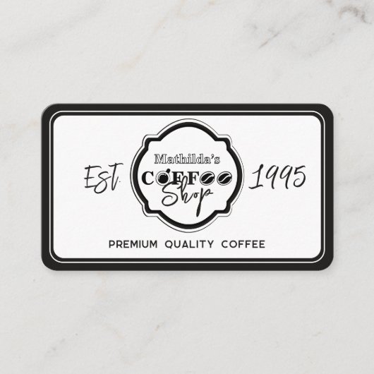 Professional Coffee Shop Personalized Logo white  名刺 (正面)