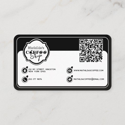 Professional Coffee Shop Personalized Logo white  名刺 (裏面)